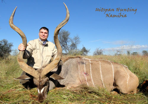 Dusan with a special Kudu trophy Kudu trophy hunting Namibia