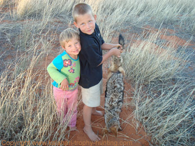 Proud to show off the predator that kills livestock Jackal Hunt Namibia
