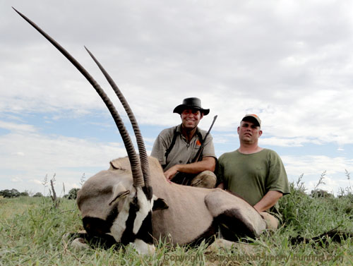 The PH hunted this trophy for himself Gemsbok trophy hunting Namibia