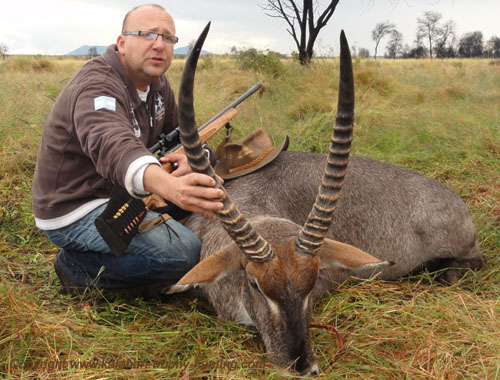 Milos with his Waterbuck trophy Waterbuck trophy hunting Namibia