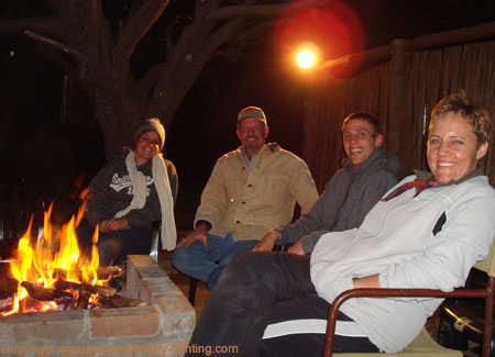 Smith family around fire