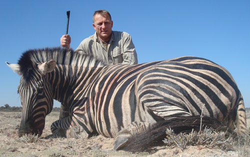 Victor with his Burchell's Zebra Burchell's Zebra Hunt Namibia