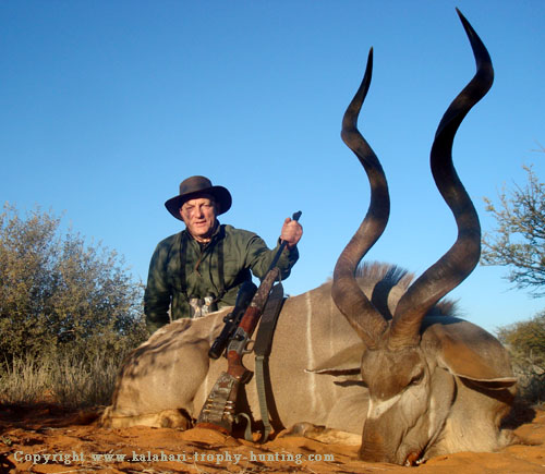 Victor with his Kudu hunted in the Kalahari Kudu Hunt Namibia