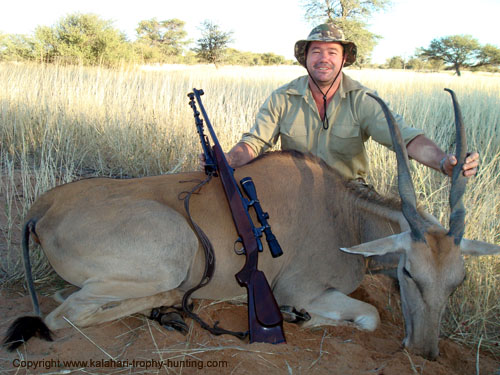 Gary Doms with his Eland hunted for meat Kalahari Eland Hunt Namibia