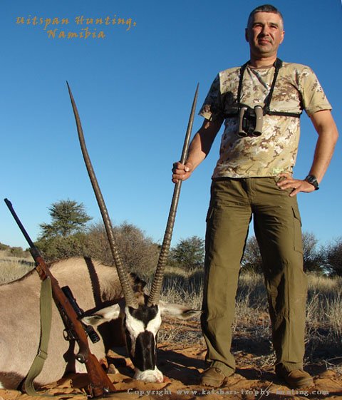 Igor Mikailov with his exceptional Kalahari Gemsbok Kalahari Gemsbok Hunt Namibia