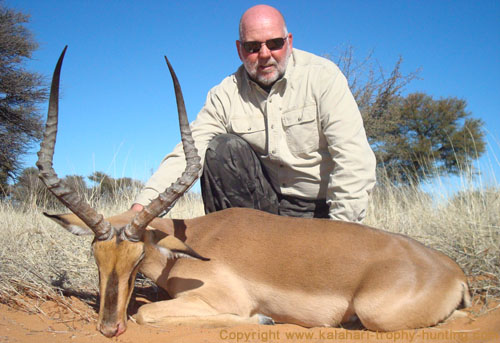 Roy hunted this Black-faced Impala in the Kalahari in 2009 Black-faced Impala Hunt Namibia