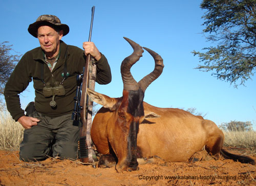 Tom Brough with his Red Hartebeest trophy Kalahari Red Hartebeest hunt, Namibia