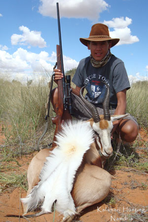 Ulrich Langley with a Kalahari Springbok