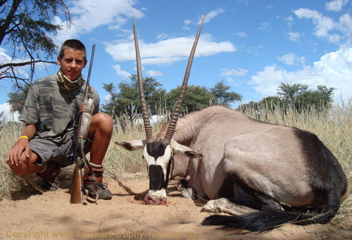 Ulrich with his first Gemsbok Gemsbok Hunt Namibia